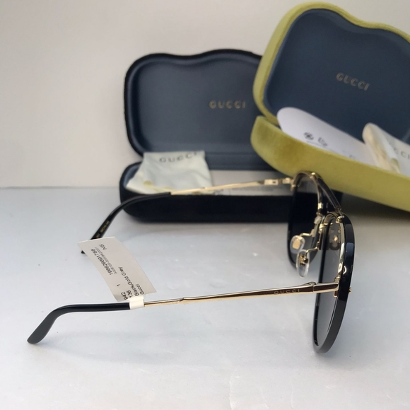 - New - 💯 Original Gucci GG0672S Unisex Aviator Sunglasses, Black/Grey - Picture 7 of 12